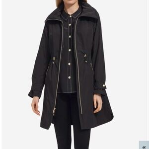 Cole Haan Black Trench Coat with Hood
